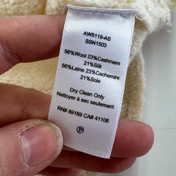 ATM Sweater Womens Medium Cream Soft V Neck Oversized Knit Cashmere Wool Silk - Picture 8 of 11